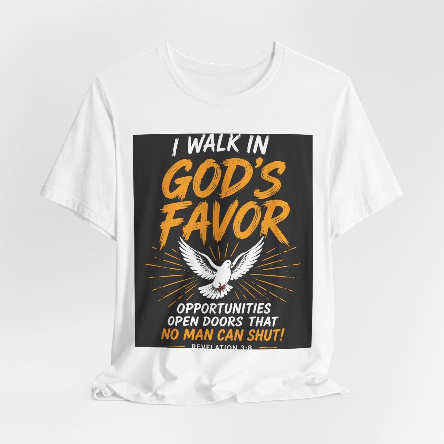 God's Favor T‑Shirt — "I Walk In God's Favor" Christian Tee with Dove & Scripture