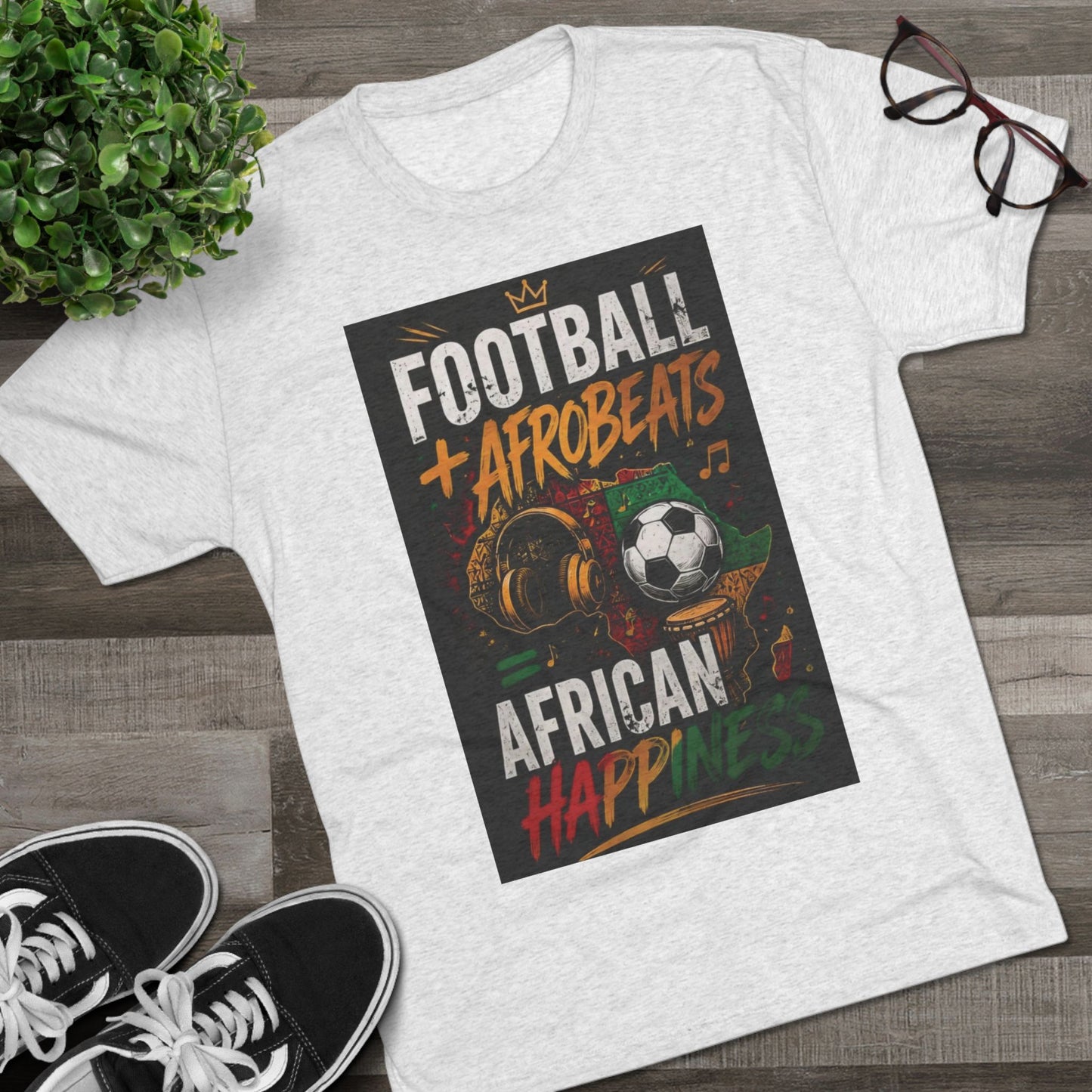 Football + Afrobeats T-Shirt — African Happiness Crew Tee