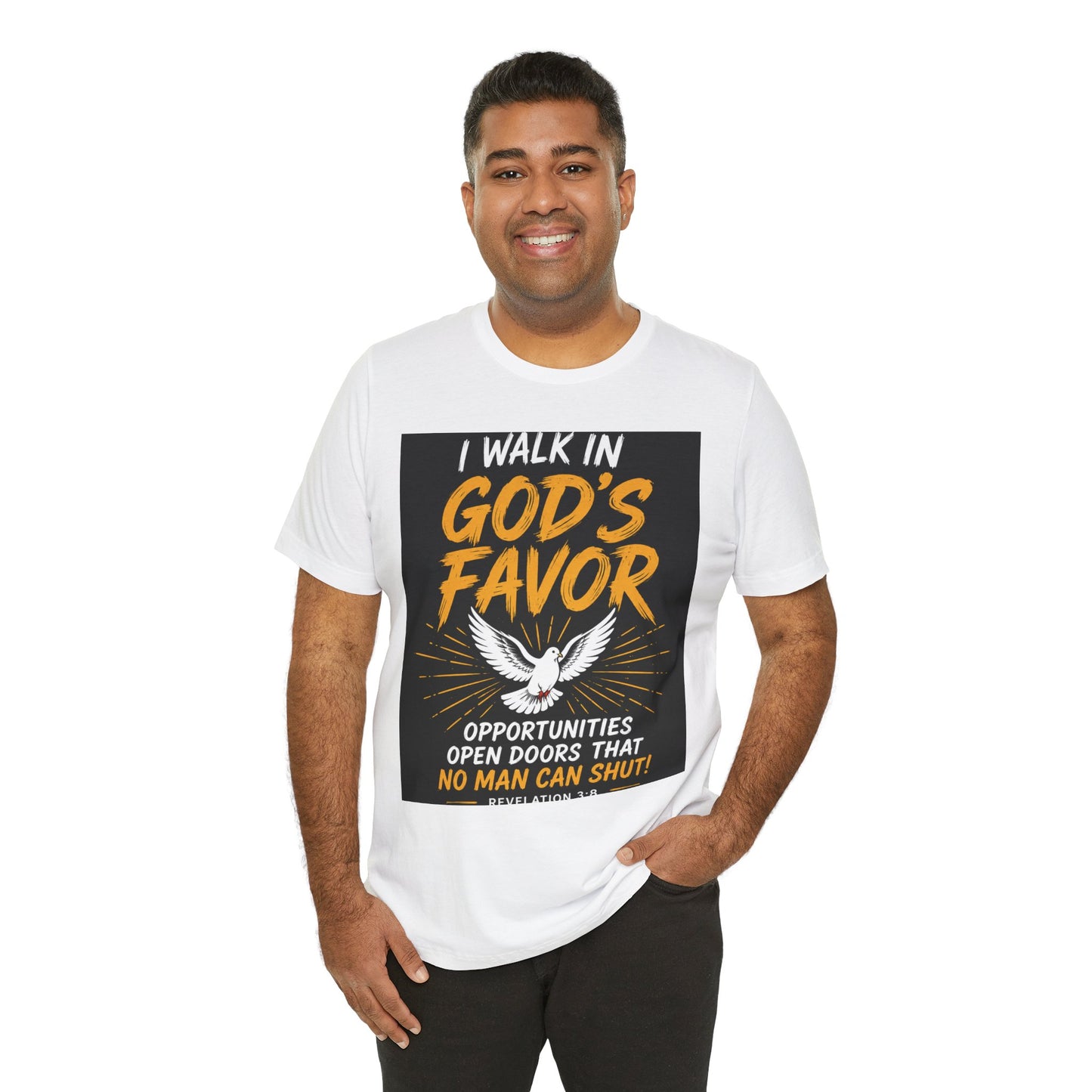 God's Favor T‑Shirt — "I Walk In God's Favor" Christian Tee with Dove & Scripture