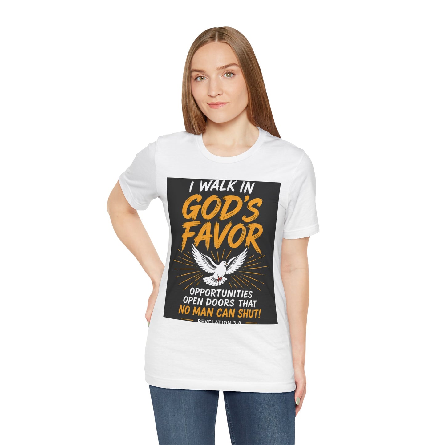 God's Favor T‑Shirt — "I Walk In God's Favor" Christian Tee with Dove & Scripture