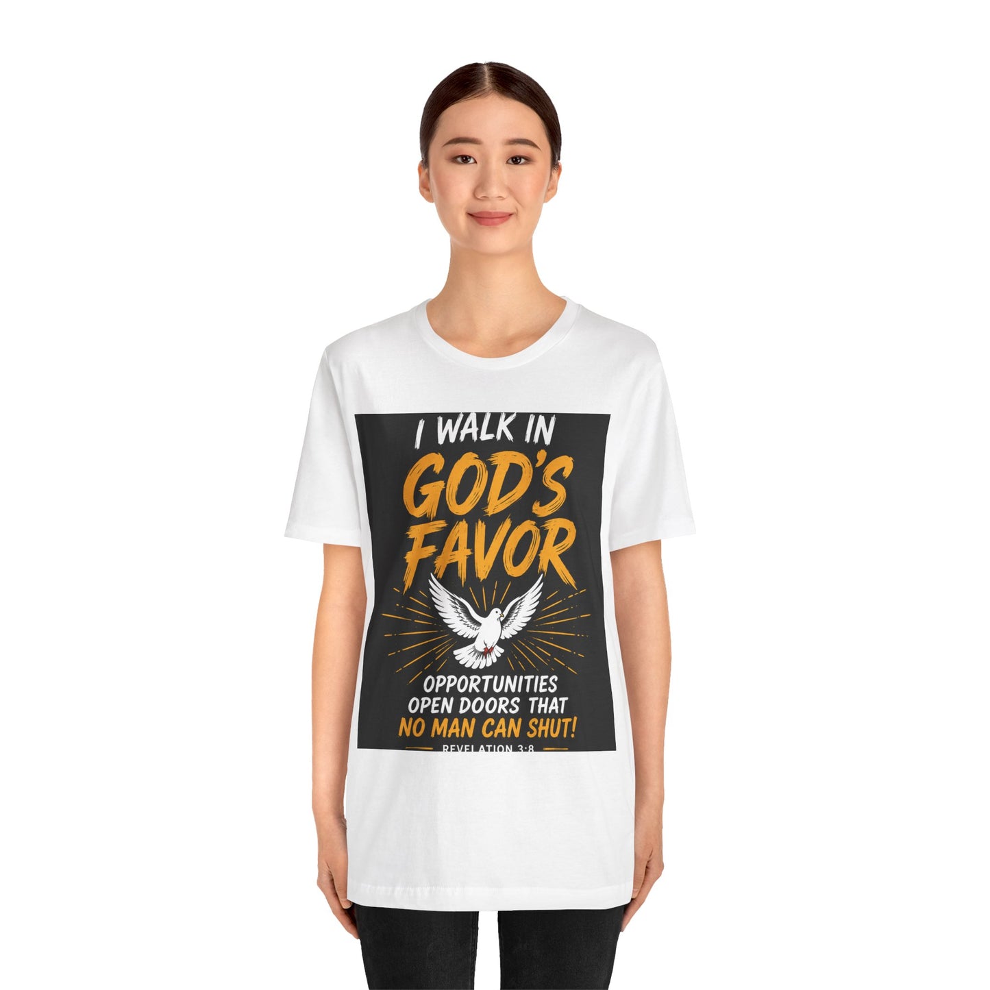 God's Favor T‑Shirt — "I Walk In God's Favor" Christian Tee with Dove & Scripture